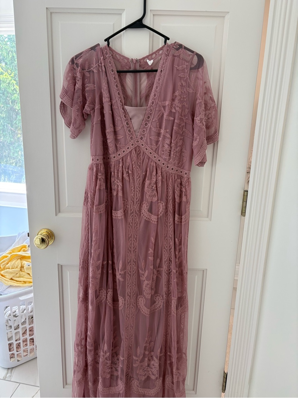 Pinkblush Dusty Rose Lace Maxi Dress